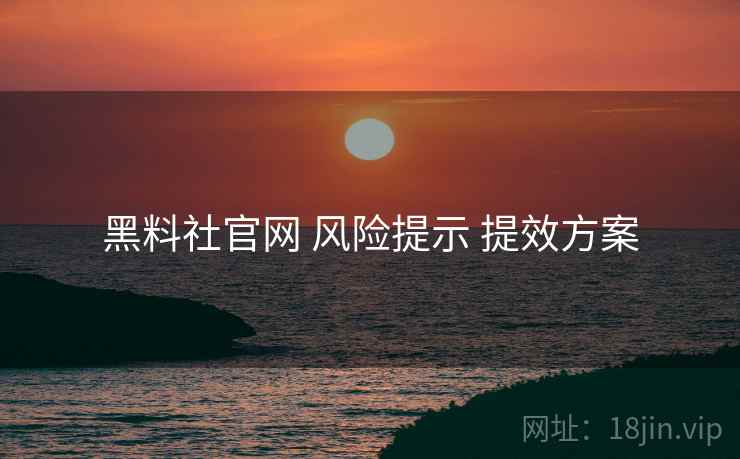 黑料社官网 风险提示 提效方案